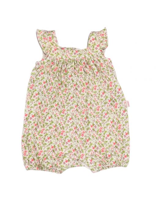 ROMPER FLORAL/CHAPEU VERDE GAP TAM 6/9M