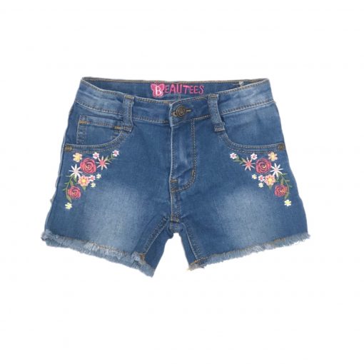 SHORT BORDADO DESFIADO JEANS ESCURO SEM MARCA TAM 4