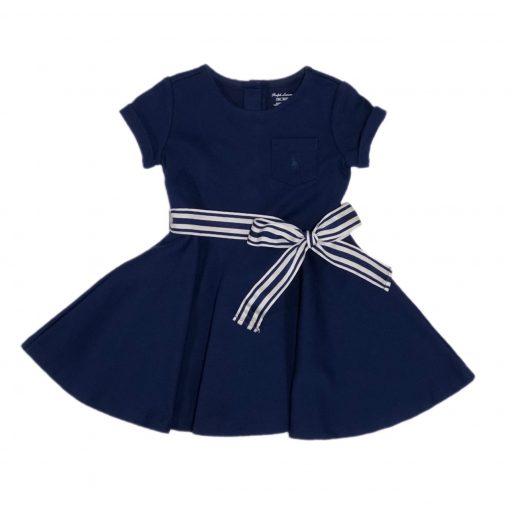 VESTIDO MALHA C FAIXA AZUL MARINHO RALPH LAUREN TAM 12M