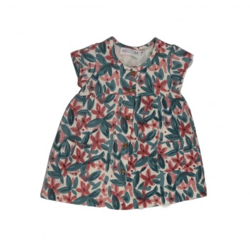 VESTIDO MALHA FLORES BR/AZ ZARA TAM 9/12M