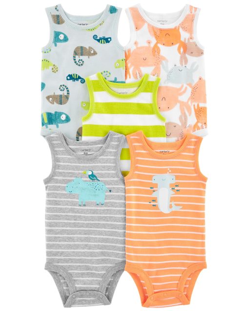 KIT 5 BODYS REGATA BR/LJ CARTERS TAM 3M